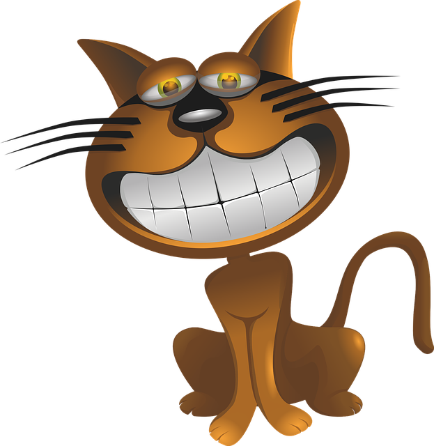 Vigyorgó macska karikatúra